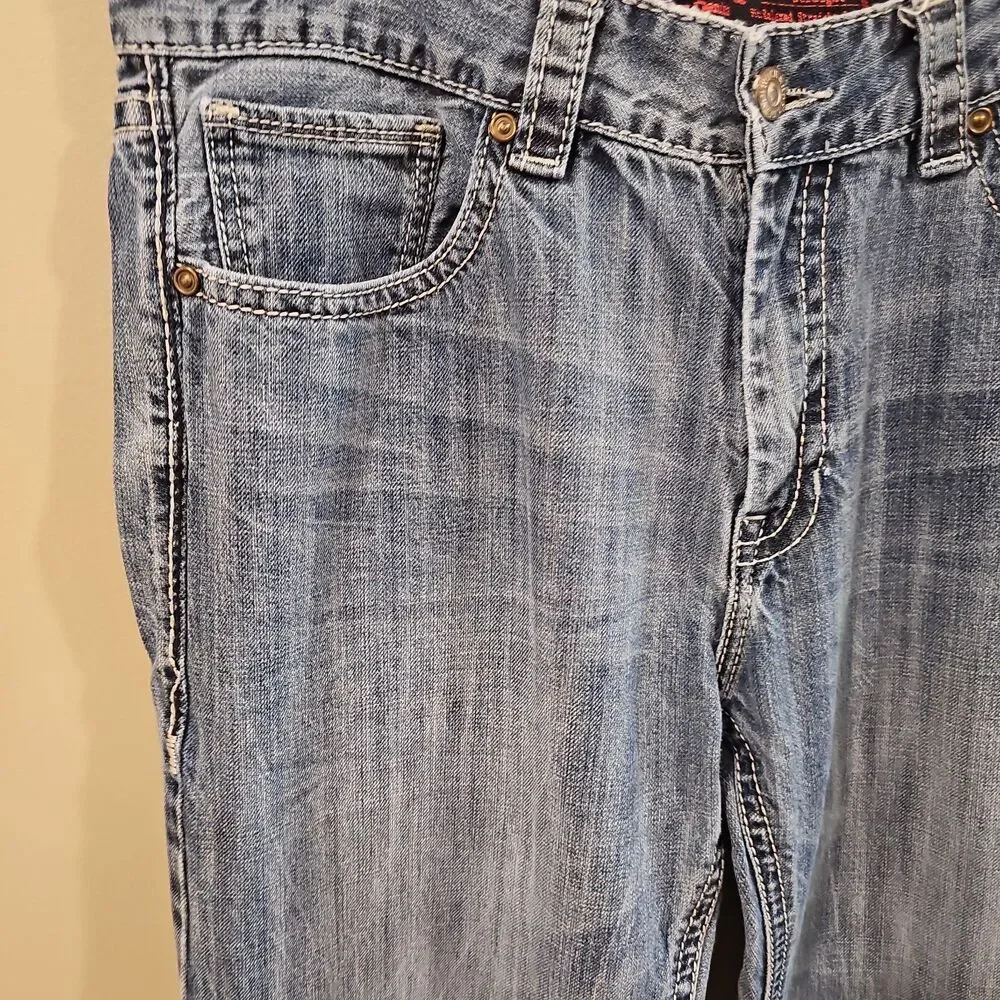 Rock And Roll Cowboy Jeans Men 36x34 Blue Denim Double Barrel Straight Relaxed